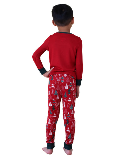 Kids "SANTA'S HELPER" Long Sleeve Top and Jogger Pajama Set - Rae Dunn Wear - B Pant Set