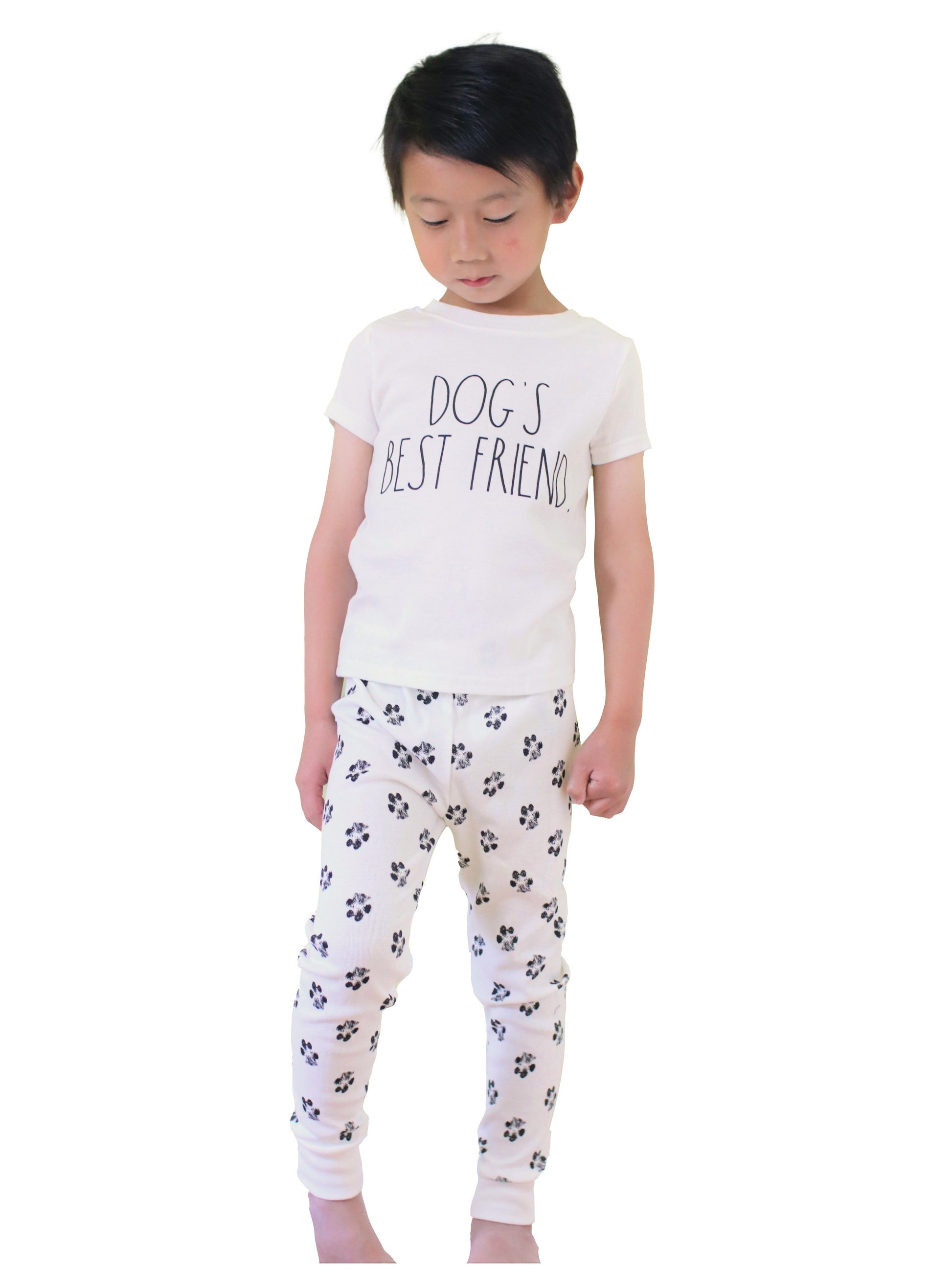 Boy's "DOGS BEST FRIEND" Short Sleeve Tee and Jogger Pajama Set - Rae Dunn Wear - B Pant Set