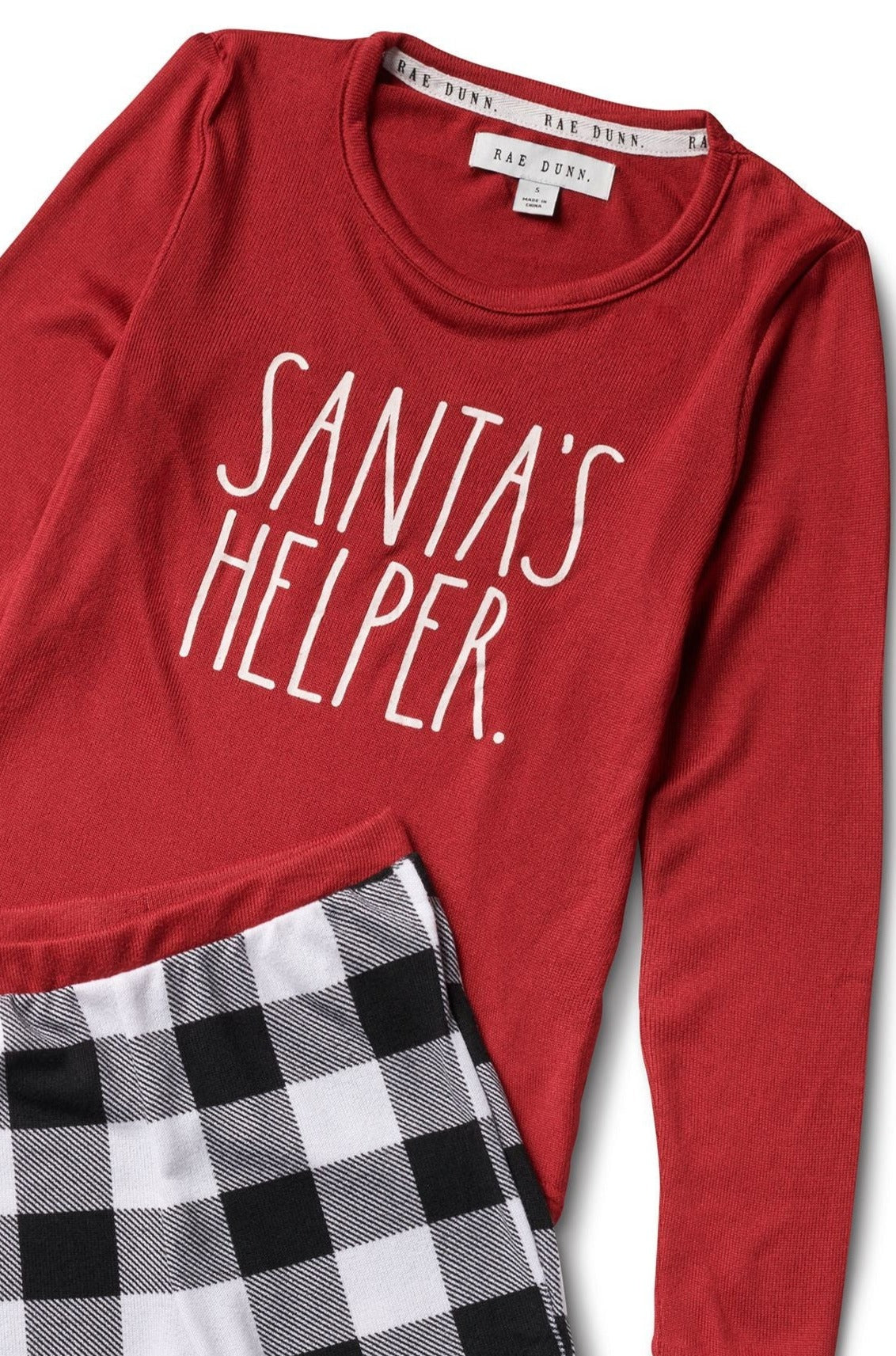 Kids "SANTA'S HELPER" Long Sleeve Top and Jogger Pajama Set - Rae Dunn Wear - G Pant Set