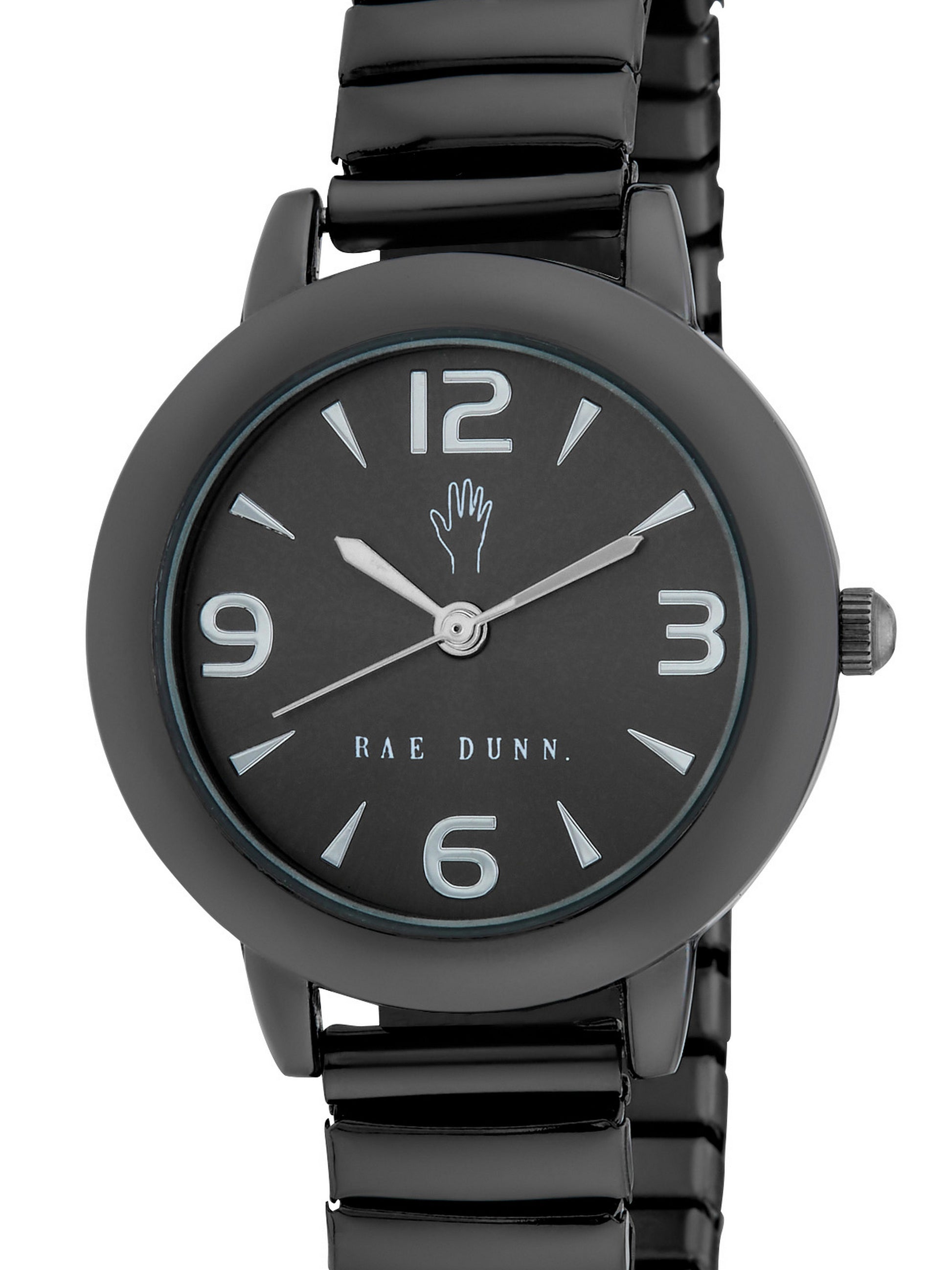 HEATHER Round Face Expandable Bracelet Watch in Black, 30mm - Rae Dunn Wear - Watch