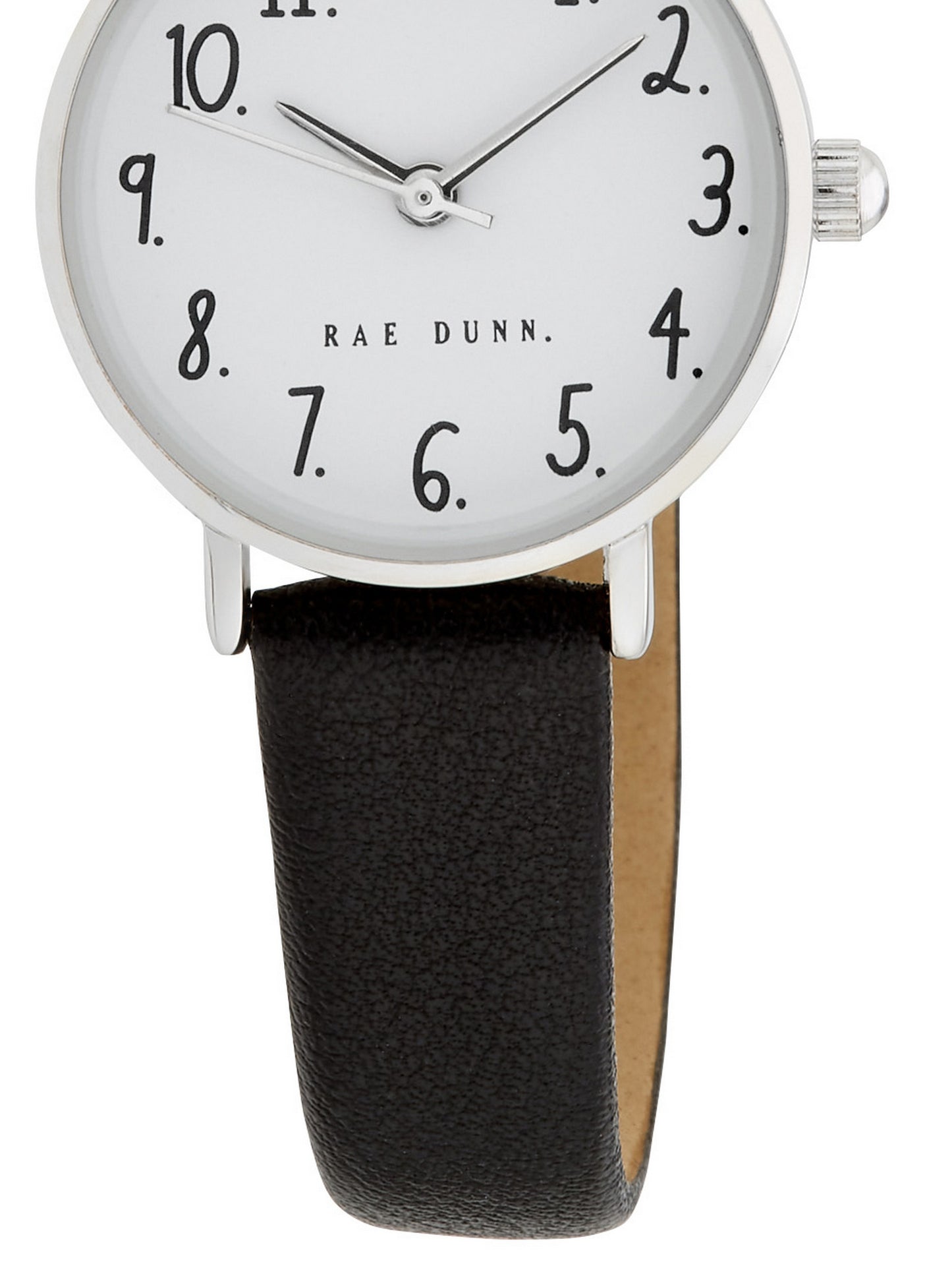 MEGAN Round Face Vegan Leather Strap Watch in Black with Silver, 26mm - Rae Dunn Wear - Watch