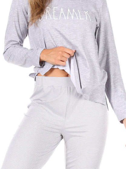 Women's "DREAMER" Long Sleeve Top and Jogger Pajama Set - Rae Dunn Wear - W Pants Set