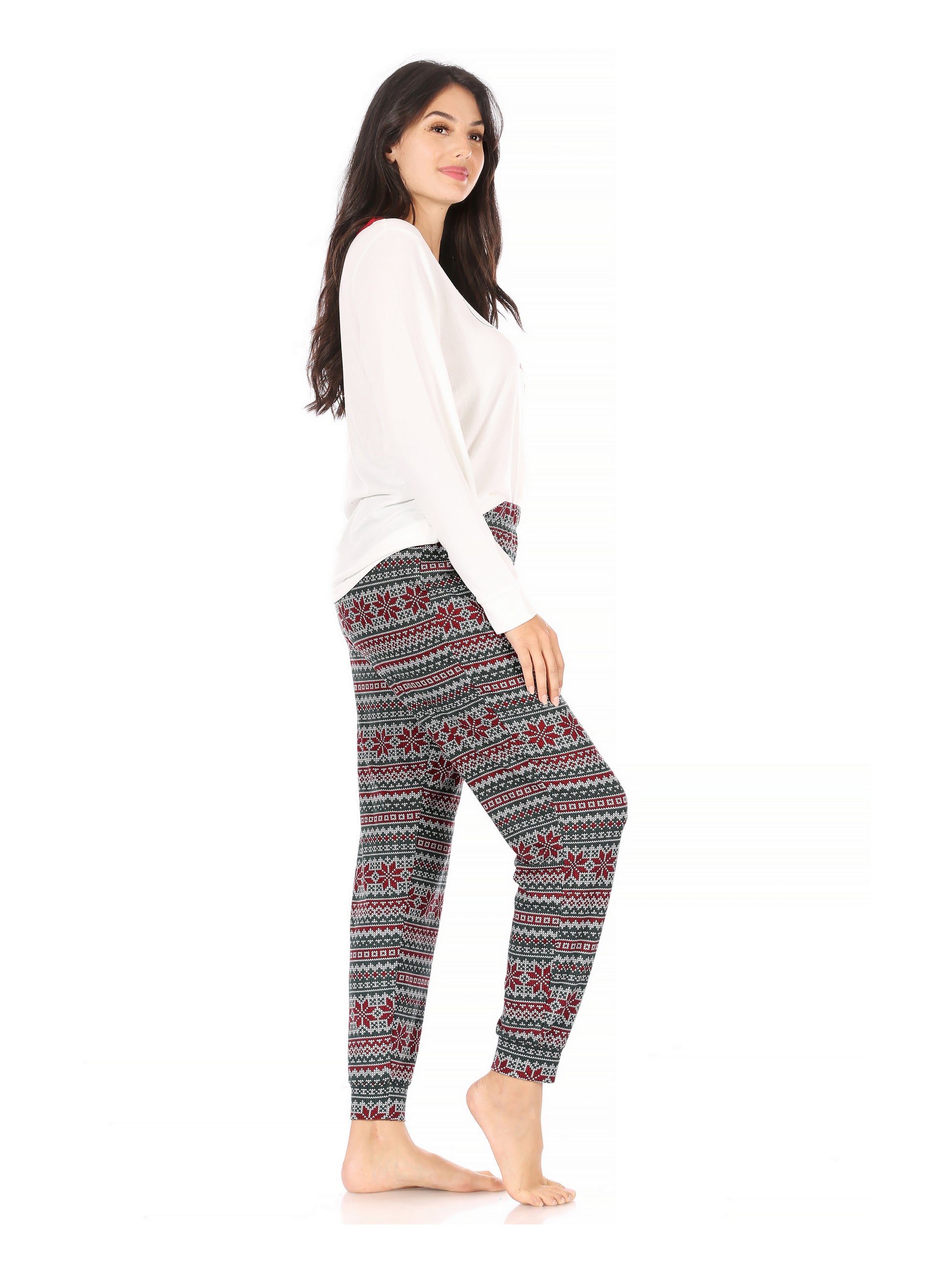 Women's "CHRISTMAS CREW" Long Sleeve Top and Jogger Pajama Set - Rae Dunn Wear - W Pants Set