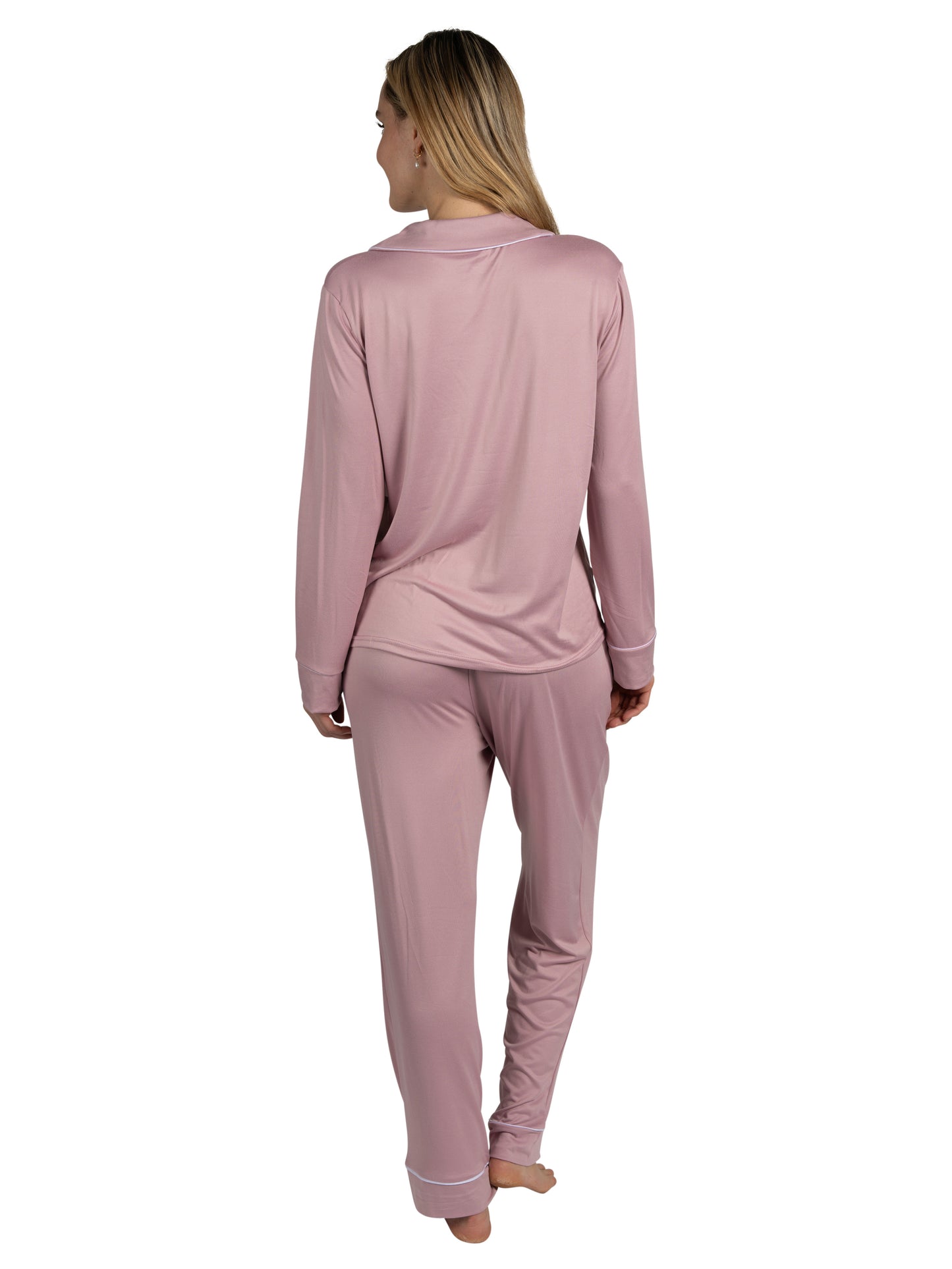 Women's "SLEEP" 2-Piece Long Sleeve Notch Collar Top and Pants Pajama Set