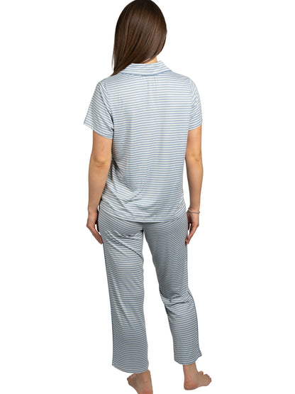 Women's "DREAM LAND" 2-Piece Short Sleeve Notch Collar Top and Pants Pajama Set