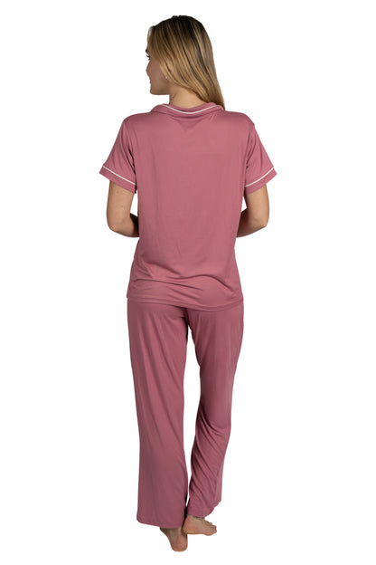Women's "CHOOSE KINDNESS" 3-Piece Pajama Set Short Sleeve Notch Collar Top, Shorts, and Comfy Pants Pj Set