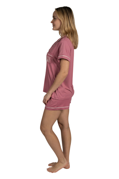 Women's "CHOOSE KINDNESS" 3-Piece Pajama Set Short Sleeve Notch Collar Top, Shorts, and Comfy Pants Pj Set