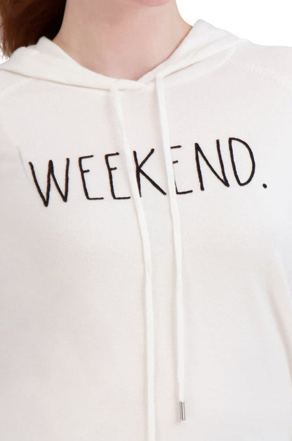 Women's "WEEKEND" Knit Pullover Hoodie - Rae Dunn Wear - W Sweater