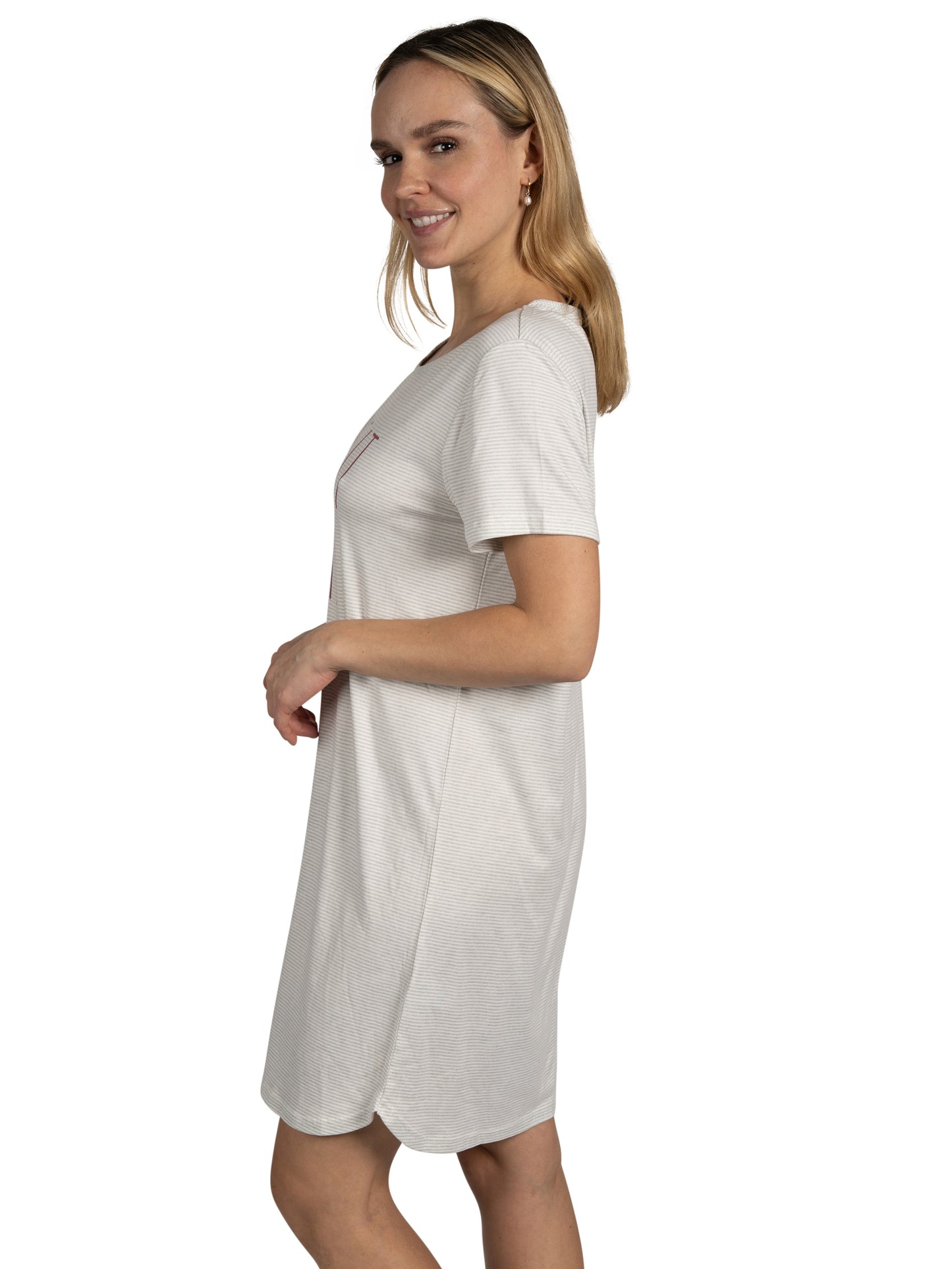 Women's 2-Pack Short Sleeve Shirttail Nightshirts Grey "OUT OF OFFICE" & "TAKE IT EASY"