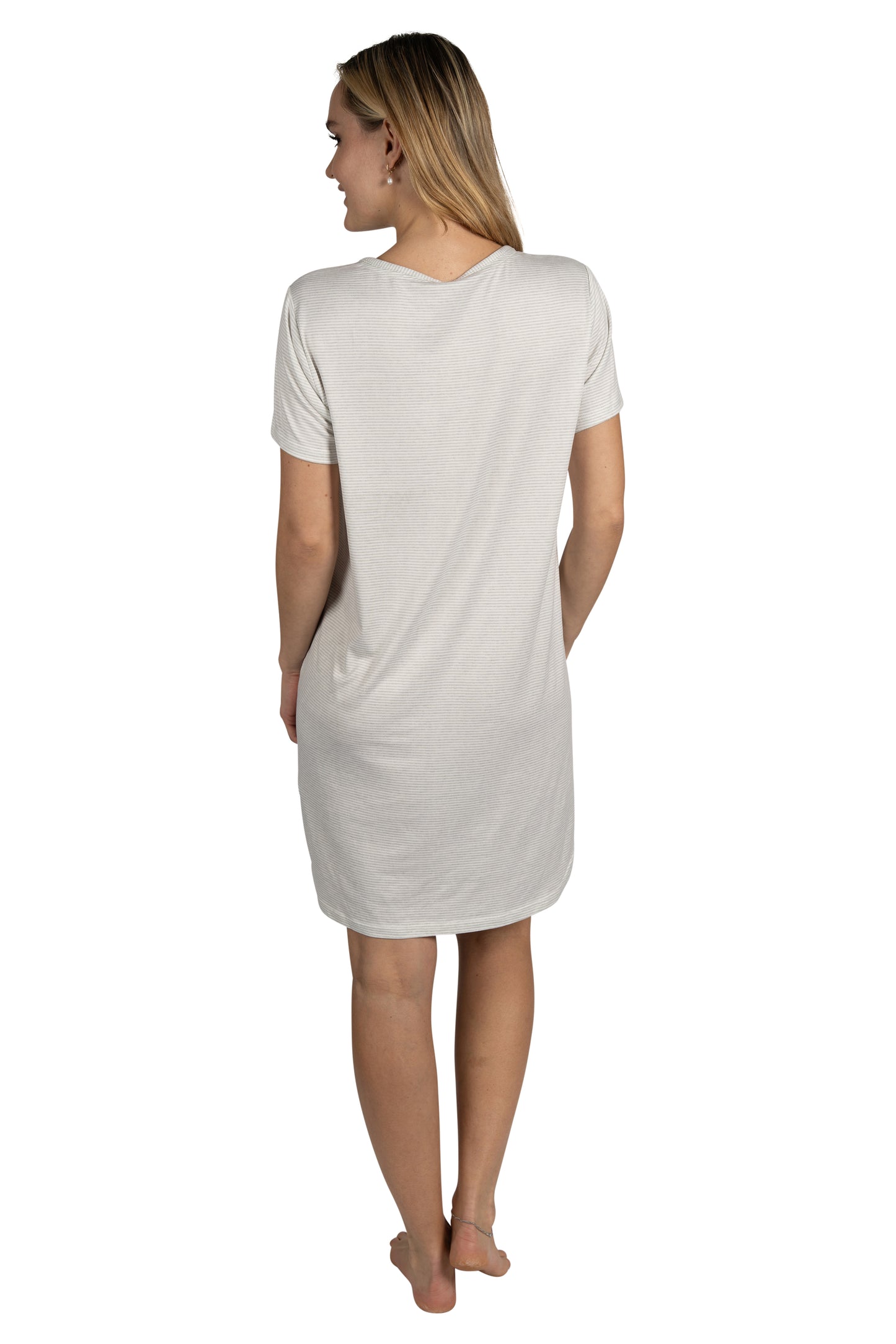 Women's 2-Pack Short Sleeve Shirttail Nightshirts Grey "OUT OF OFFICE" & "TAKE IT EASY"