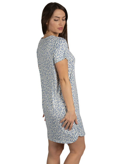 Women's 2-Pack Short Sleeve Shirttail Nightshirts Blue "LET ME SLEEP" & "WILD ONE"