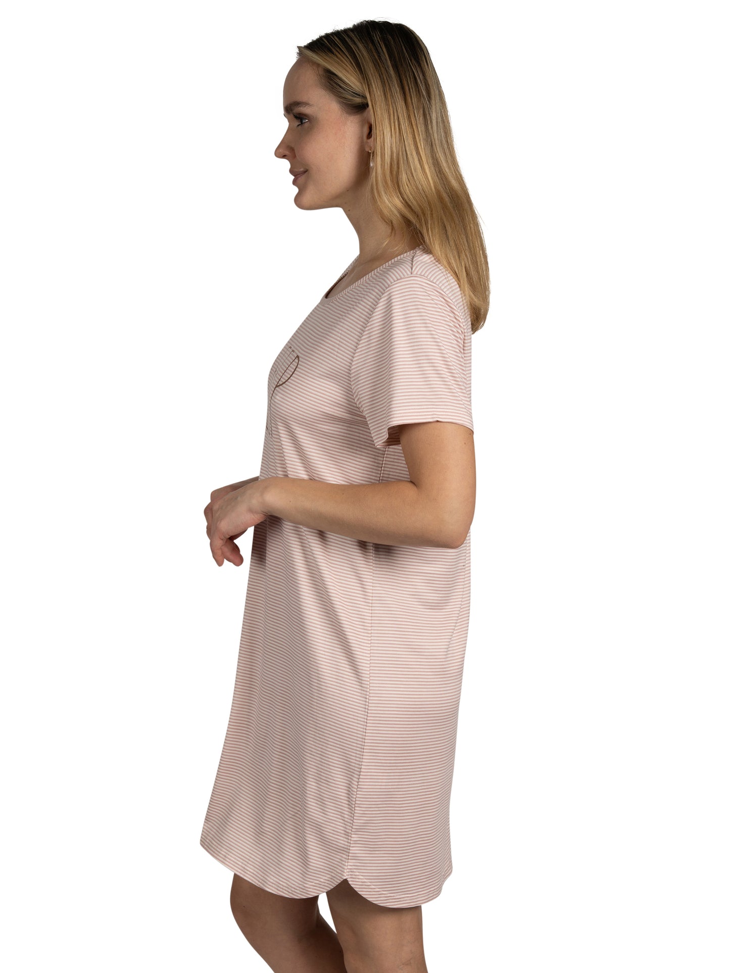 Women's 2-Pack Short Sleeve Shirttail Nightshirts Grey Pink "SLEEP" & "GRATEFUL"