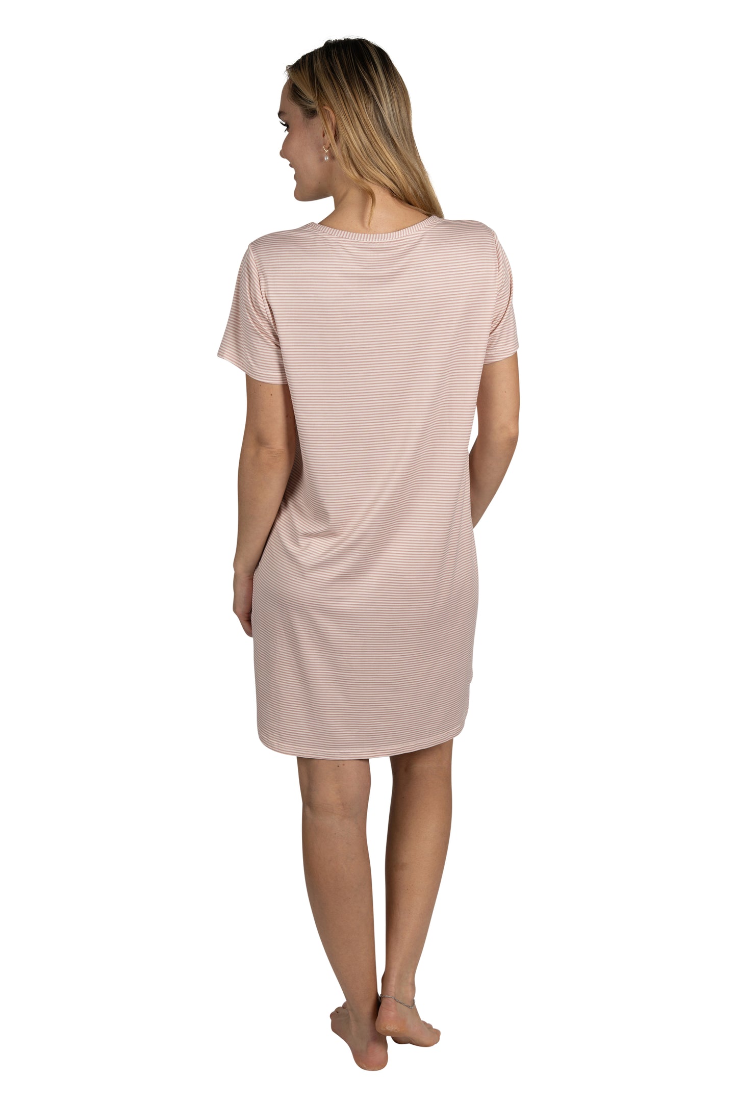 Women's 2-Pack Short Sleeve Shirttail Nightshirts Grey Pink "SLEEP" & "GRATEFUL"