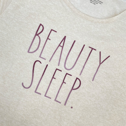 RAE DUNN Women's 2-Pack Short Sleeve Shirttail Nightshirt Recycled, Pink Polka Dot and Oatmeal, M