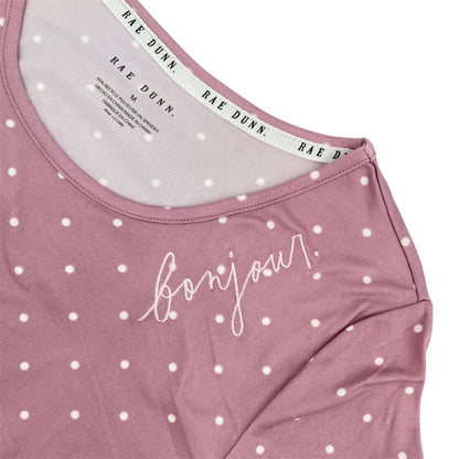 RAE DUNN Women's 2-Pack Short Sleeve Shirttail Nightshirt Recycled, Pink Polka Dot and Oatmeal, M