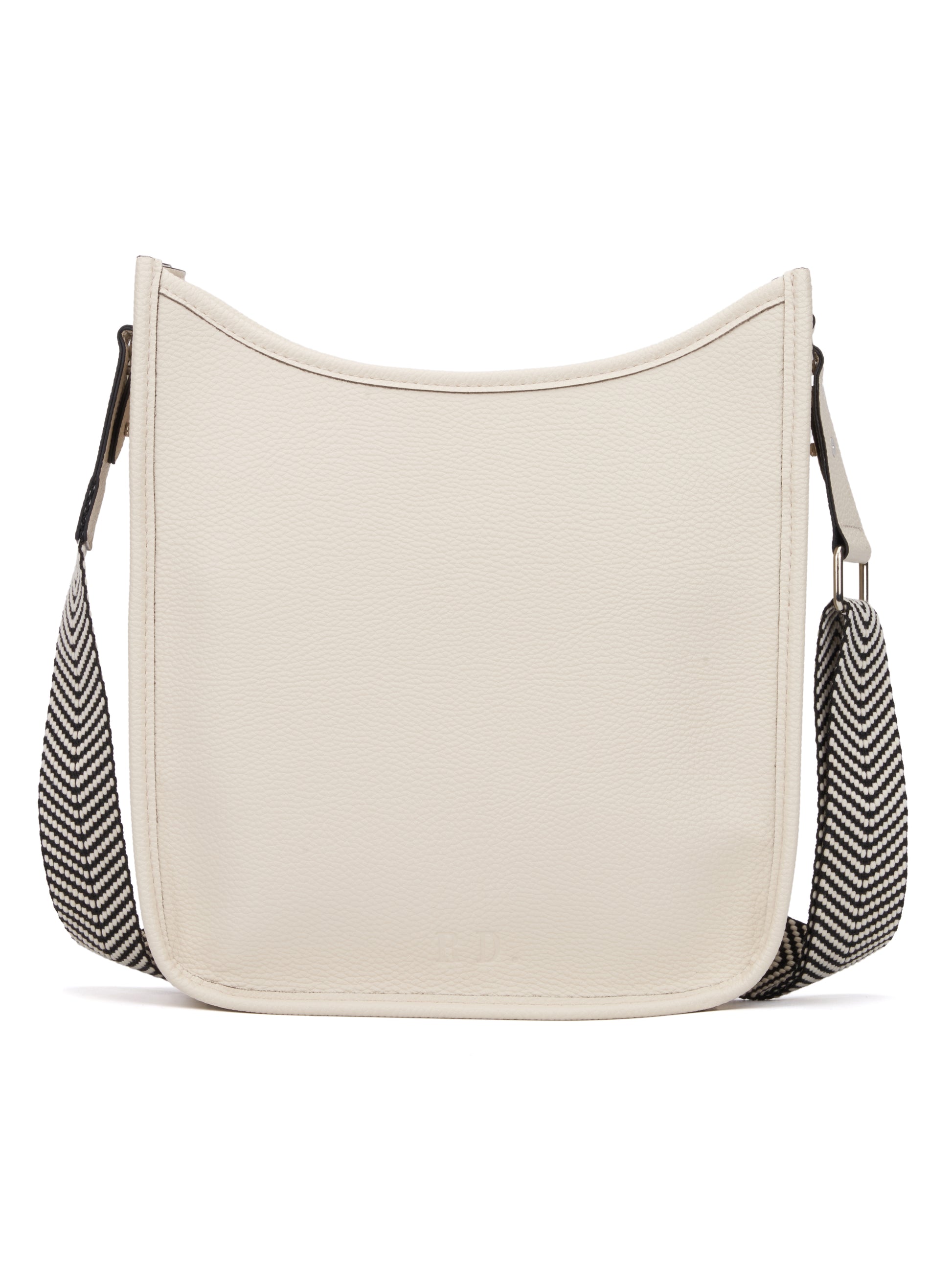 Cross Body Purse Off White Vegan Leather with Chevron Strap - Rae Dunn Wear - Handbag