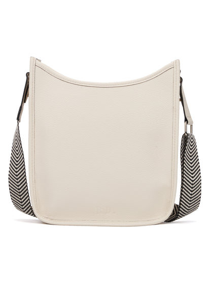 Cross Body Purse Off White Vegan Leather with Chevron Strap - Rae Dunn Wear - Handbag