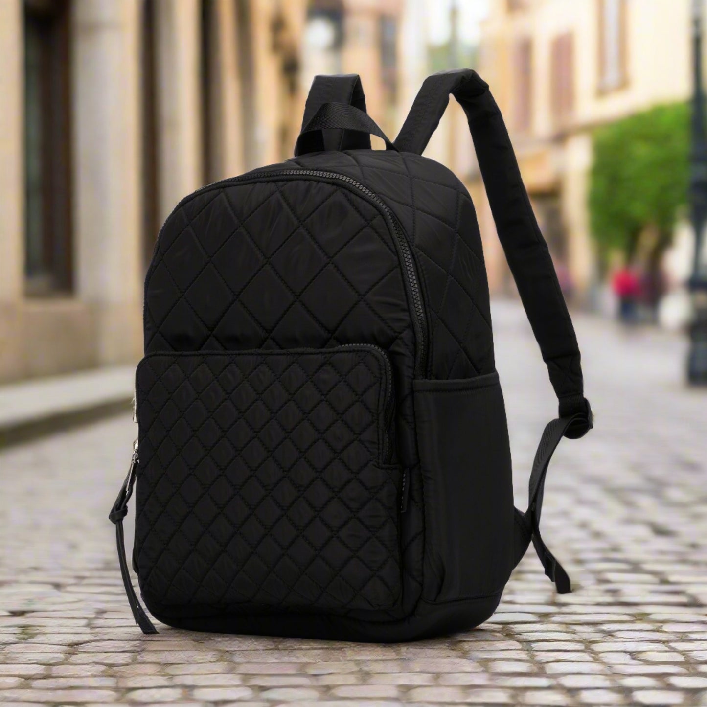 CIAO Quilted Nylon Backpack in Black or Grey Green - Rae Dunn Wear - Handbag