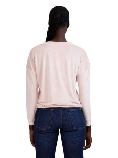 Women's "WEEKEND" Drawstring Hem Velour Sweatshirt - Rae Dunn Wear - W Sweatshirt