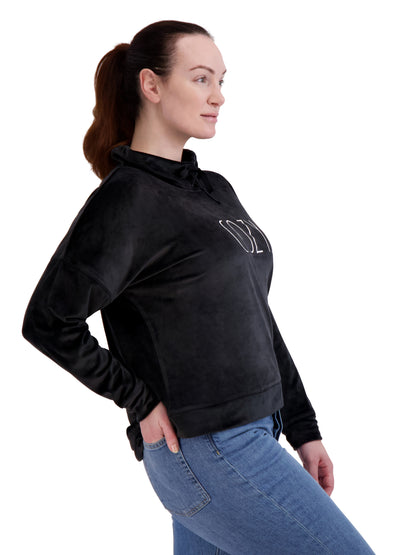 Women's Velour "COZY" Funnel Neck Sweatshirt - Rae Dunn Wear - W Sweatshirt