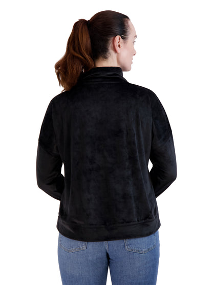 Women's Velour "COZY" Funnel Neck Sweatshirt - Rae Dunn Wear - W Sweatshirt