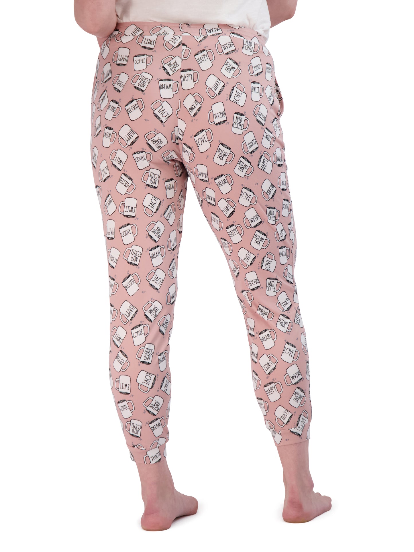 Women's "RUNS ON COFFEE" & Coffee Print 2-Pack Drawstring Pajama Joggers - Rae Dunn Wear - W Sleep Pant