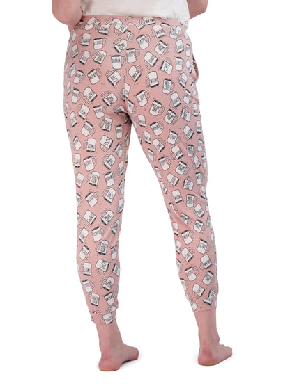 Women's "RUNS ON COFFEE" & Coffee Print 2-Pack Drawstring Pajama Joggers - Rae Dunn Wear - W Sleep Pant