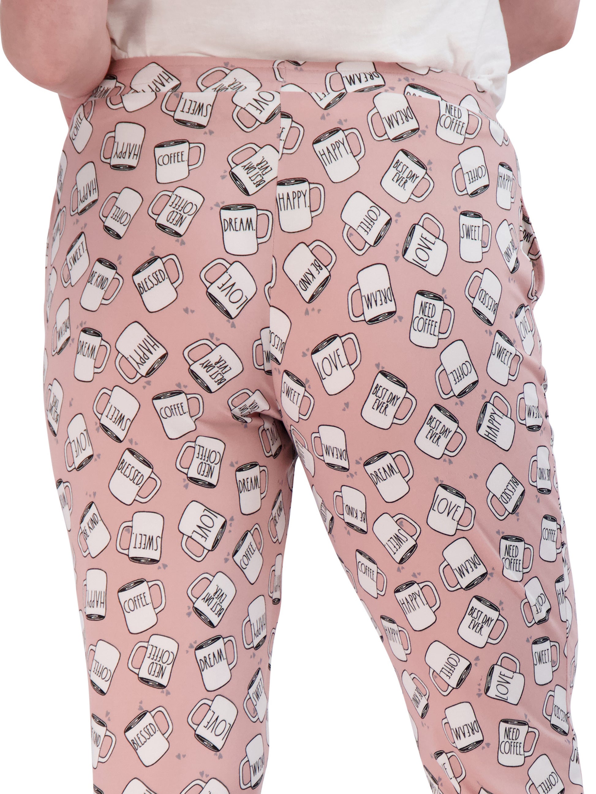 Women's "RUNS ON COFFEE" & Coffee Print 2-Pack Drawstring Pajama Joggers - Rae Dunn Wear - W Sleep Pant
