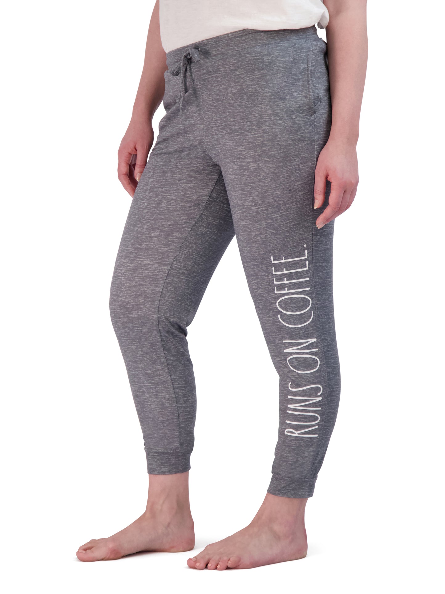 Women's "RUNS ON COFFEE" & Coffee Print 2-Pack Drawstring Pajama Joggers - Rae Dunn Wear - W Sleep Pant