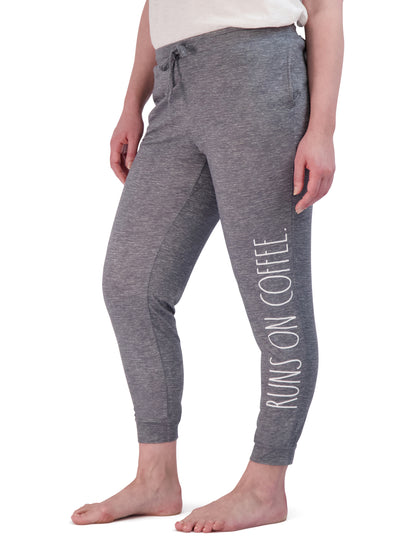 Women's "RUNS ON COFFEE" & Coffee Print 2-Pack Drawstring Pajama Joggers - Rae Dunn Wear - W Sleep Pant