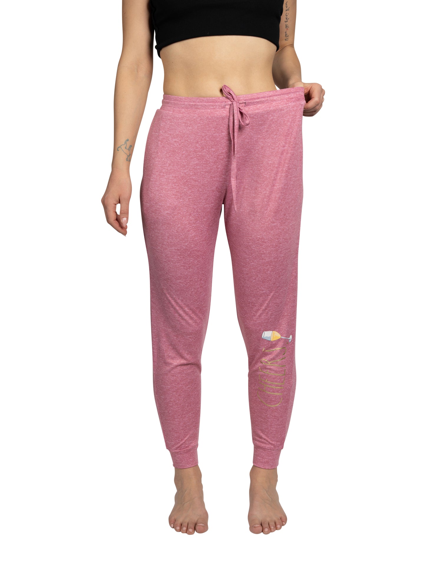 Women's "CHEERS" Jogger Pajama Pants with Pockets and Drawstring