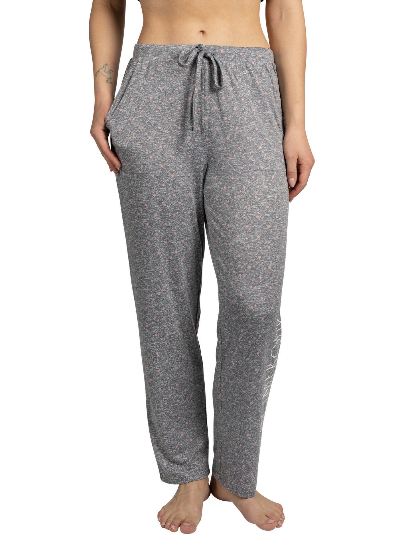 Women's "HOMEBODY" Tapered Leg Drawstring Pajama Pants with Pockets and Graphic Text