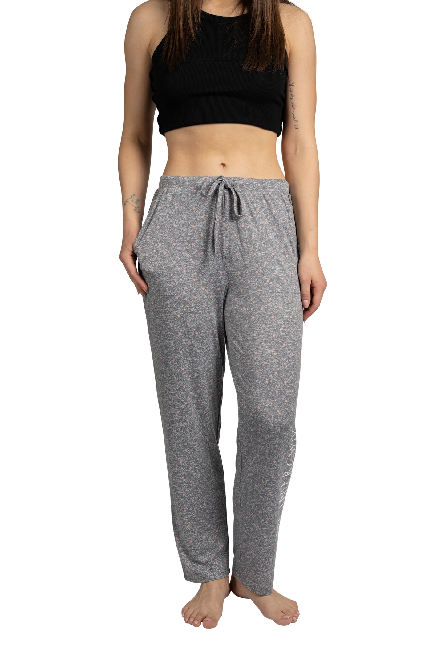 Women's "HOMEBODY" Tapered Leg Drawstring Pajama Pants with Pockets and Graphic Text