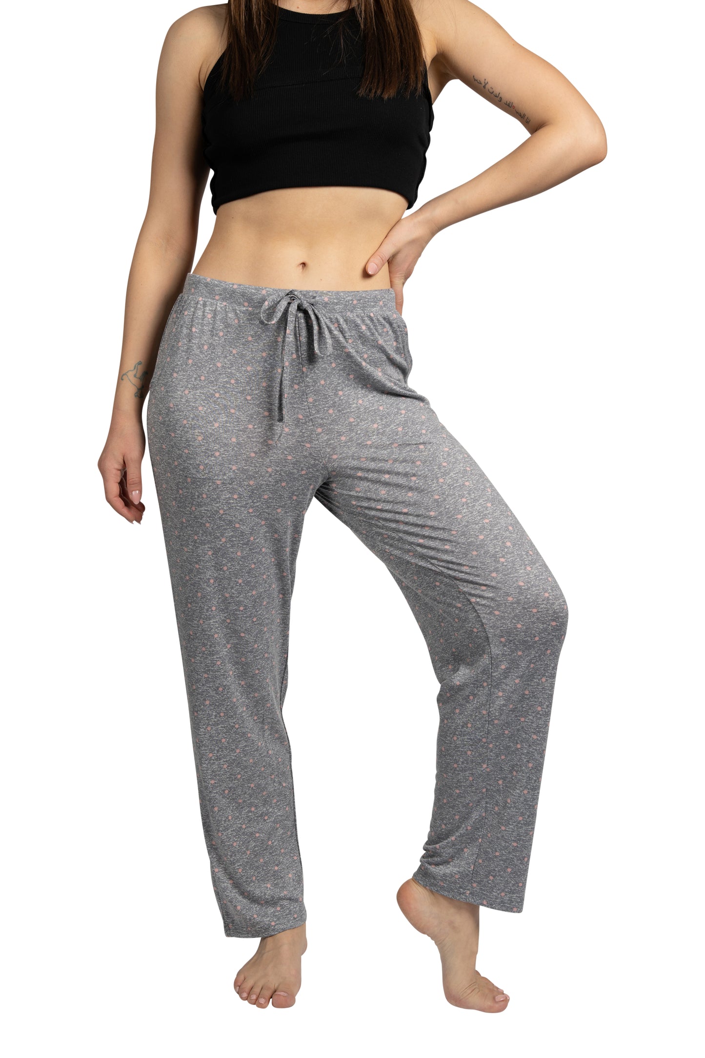 Women's "HOMEBODY" Tapered Leg Drawstring Pajama Pants with Pockets and Graphic Text