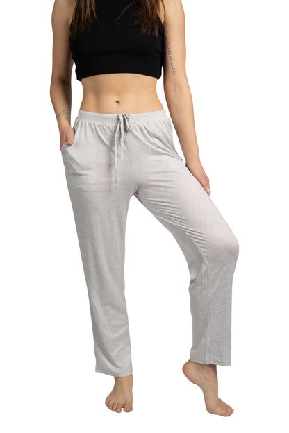 RAE DUNN Women's Tapered Leg Drawstring Pajama Pants with Pockets, NO BAD DAYS Light Gray, L
