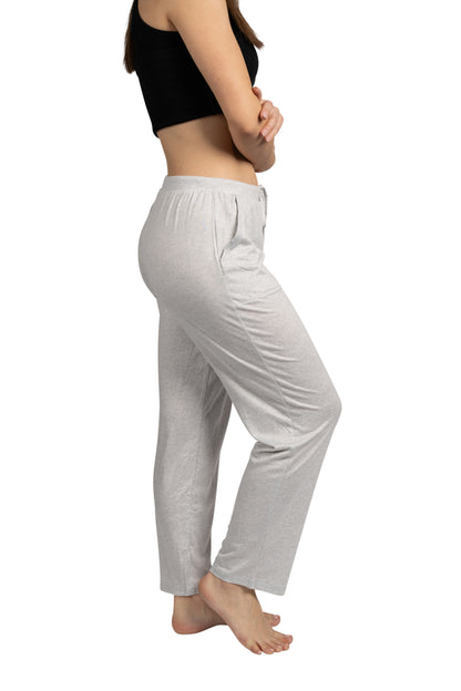 RAE DUNN Women's Tapered Leg Drawstring Pajama Pants with Pockets, NO BAD DAYS Light Gray, L
