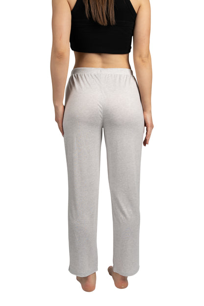 RAE DUNN Women's Tapered Leg Drawstring Pajama Pants with Pockets, NO BAD DAYS Light Gray, L