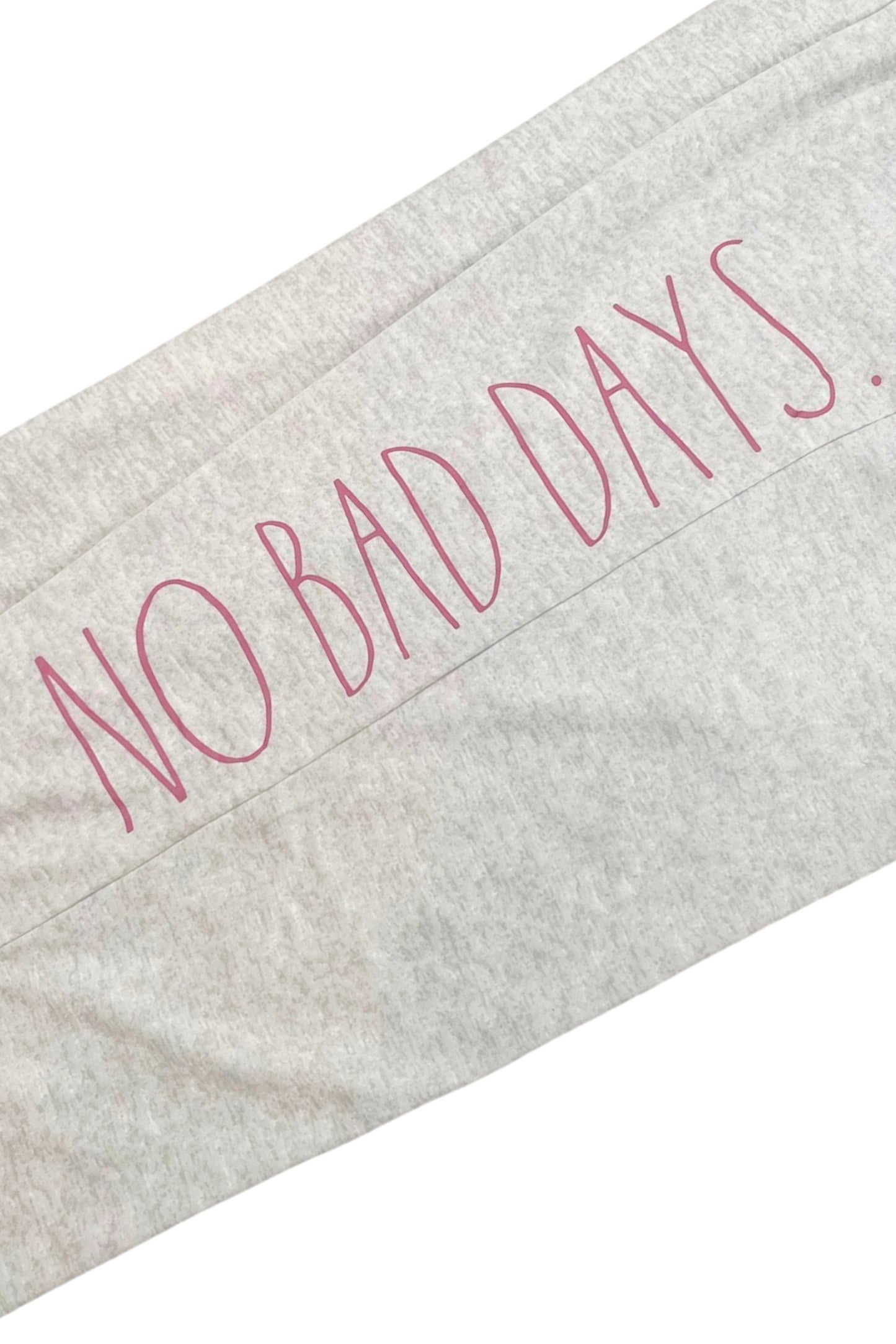 RAE DUNN Women's Tapered Leg Drawstring Pajama Pants with Pockets, NO BAD DAYS Light Gray, L