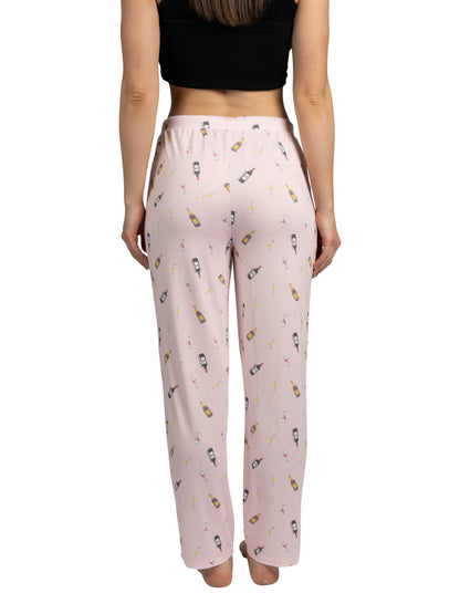 RAE DUNN Women's Tapered Leg Drawstring Pajama Pants with Pockets, Wine Time Lilac, L