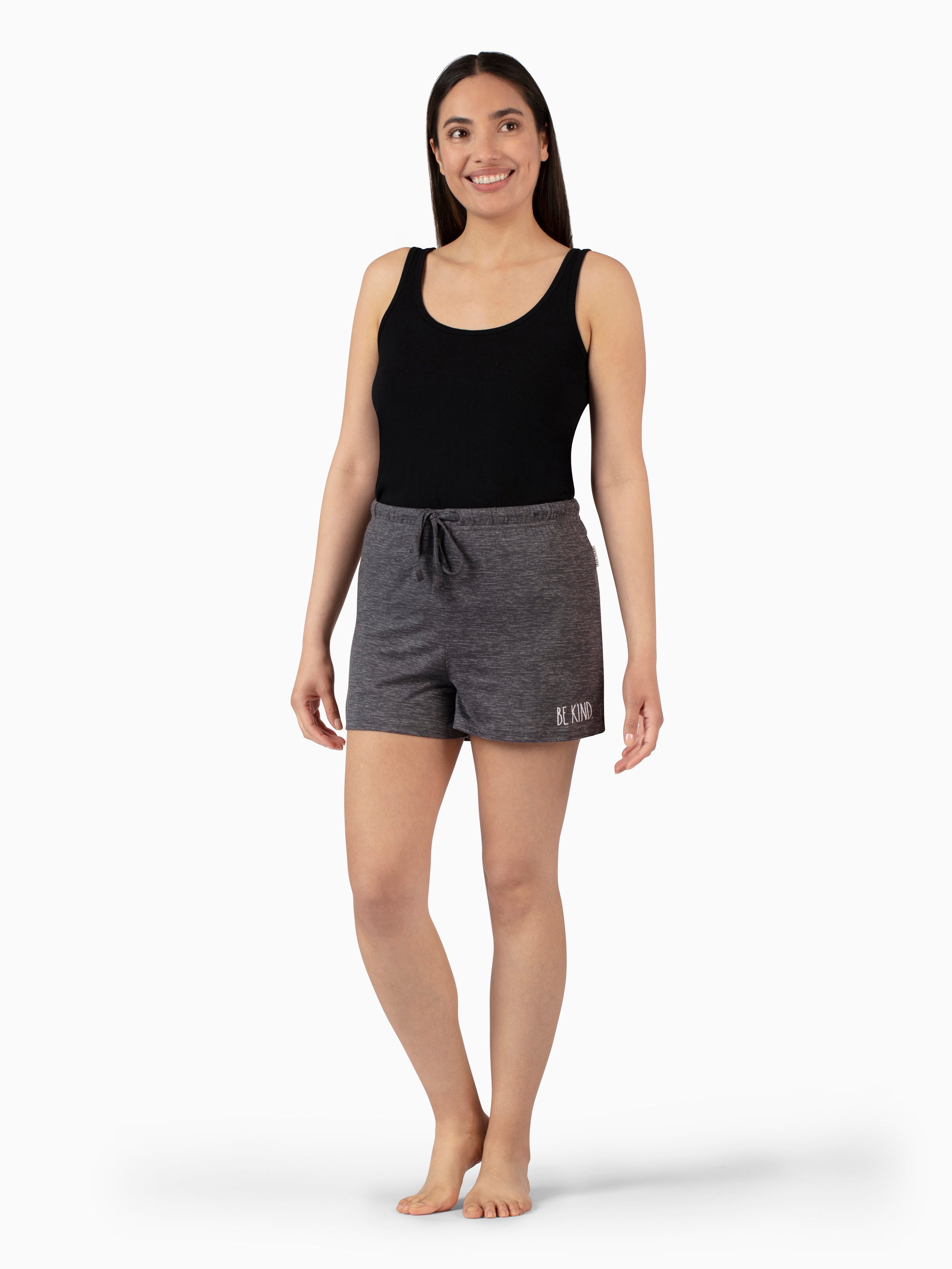 Women's "BE KIND" Mid-Rise Drawstring Lounge Shorts Pack of 2 - Rae Dunn Wear - W Sleep Shorts