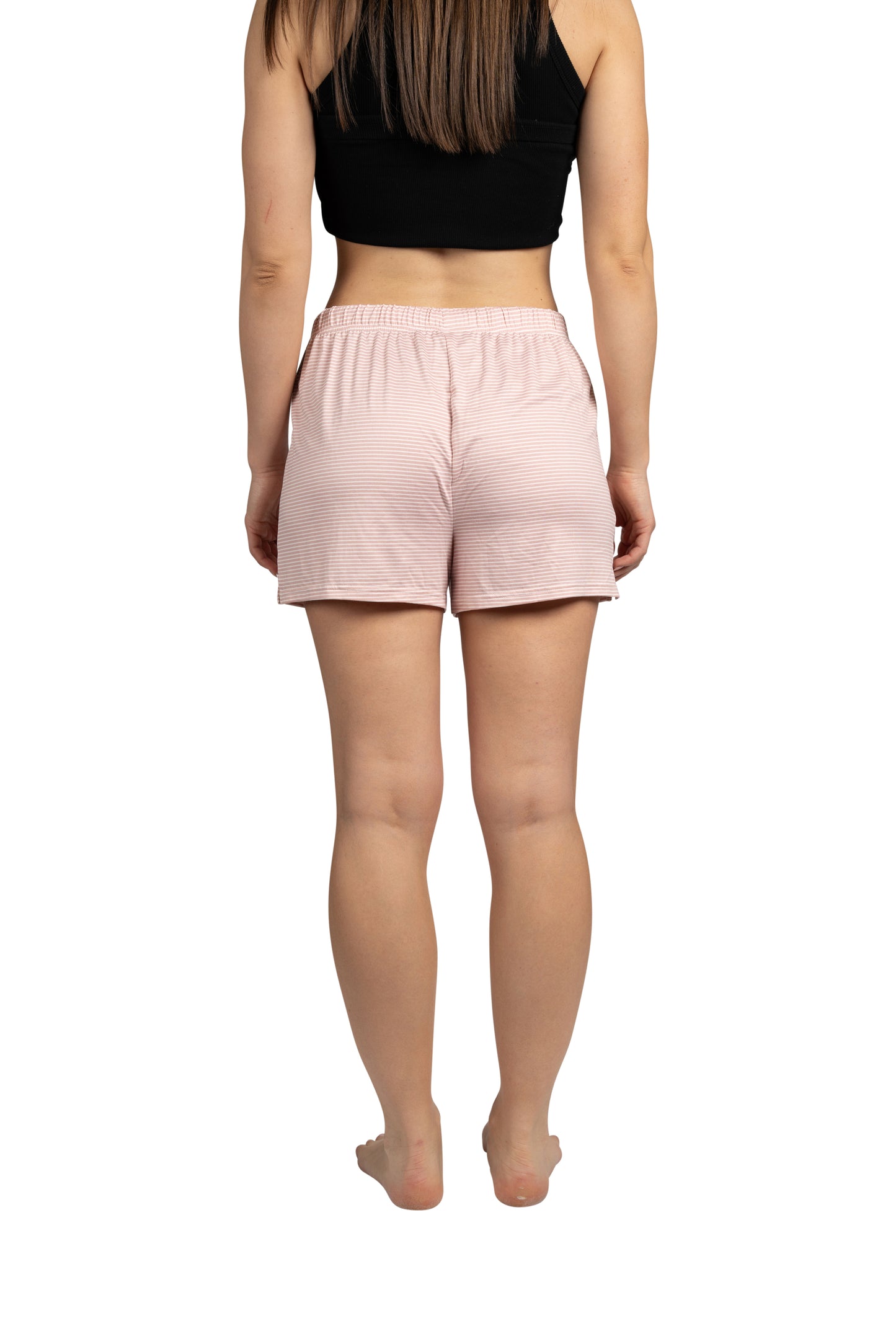 RAE DUNN Women's 2-Pack Drawstring Shorts Recycled, Mixed Paisley and COZY Mini Stripe, L