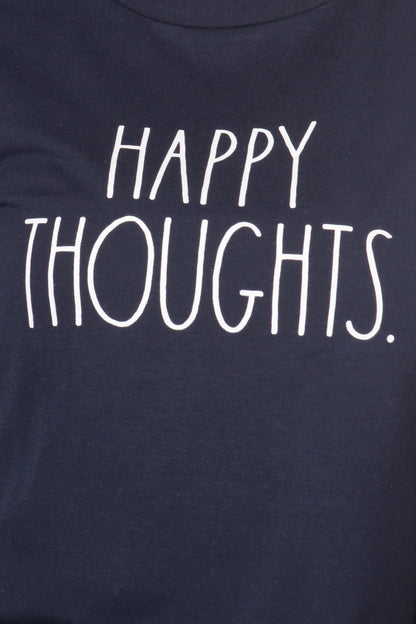 Women's "HAPPY THOUGHTS" Short Sleeve Shirttail Hem T-Shirt - Rae Dunn Wear - W T-Shirt