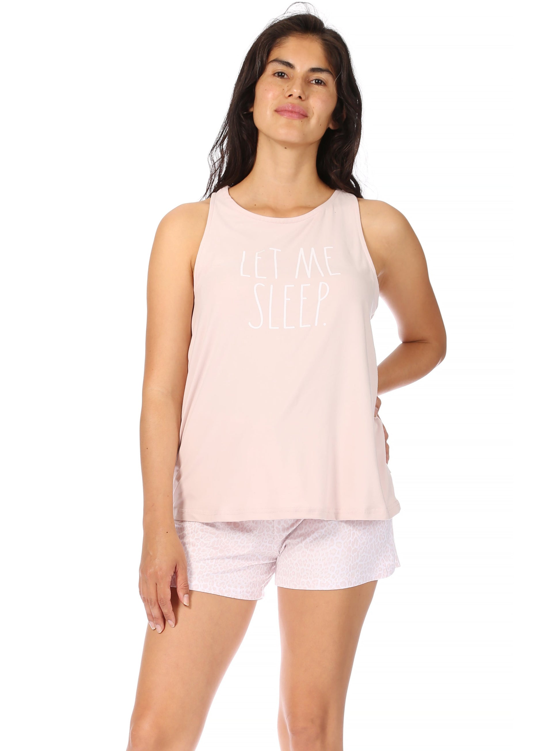 Women's "LET ME SLEEP" Tank and Drawstring Shorts Pajama Set - Rae Dunn Wear - W Shorts Set