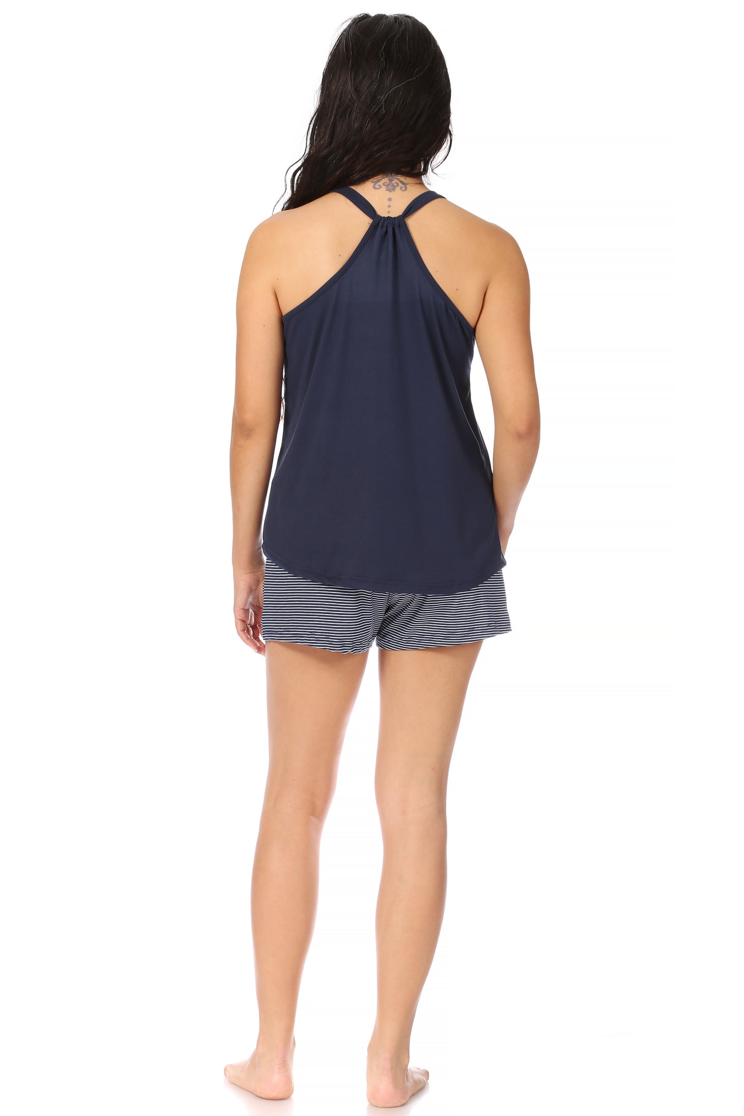 Women's "OPTIMIST" Racerback Tank and Drawstring Shorts Pajama Set - Rae Dunn Wear - W Shorts Set