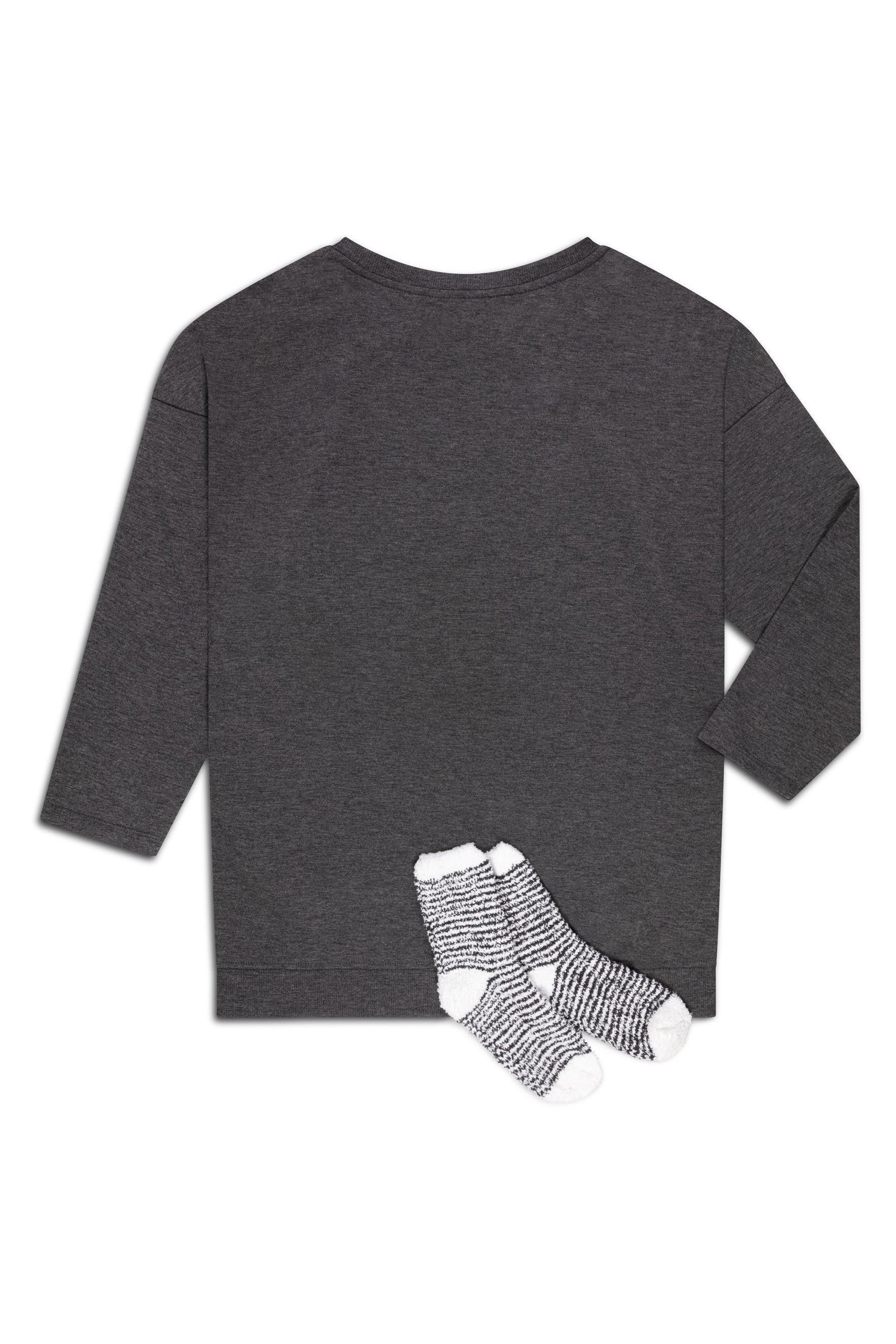 Women's Plus Size "DOG MOM" Pullover Tunic Sweatshirt with Cozy Socks - Rae Dunn Wear