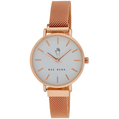 Rae Dunn Women's Sleek Round Face Mesh Watch - Rae Dunn Wear