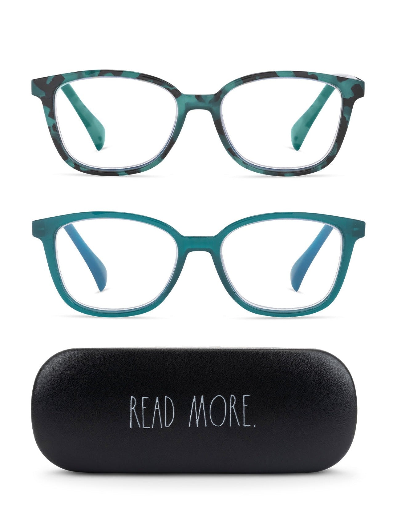 NALA 2-Pack Blue Light Blocking Reading Glasses with "READ MORE" Signature Font Hard Case - Rae Dunn Wear