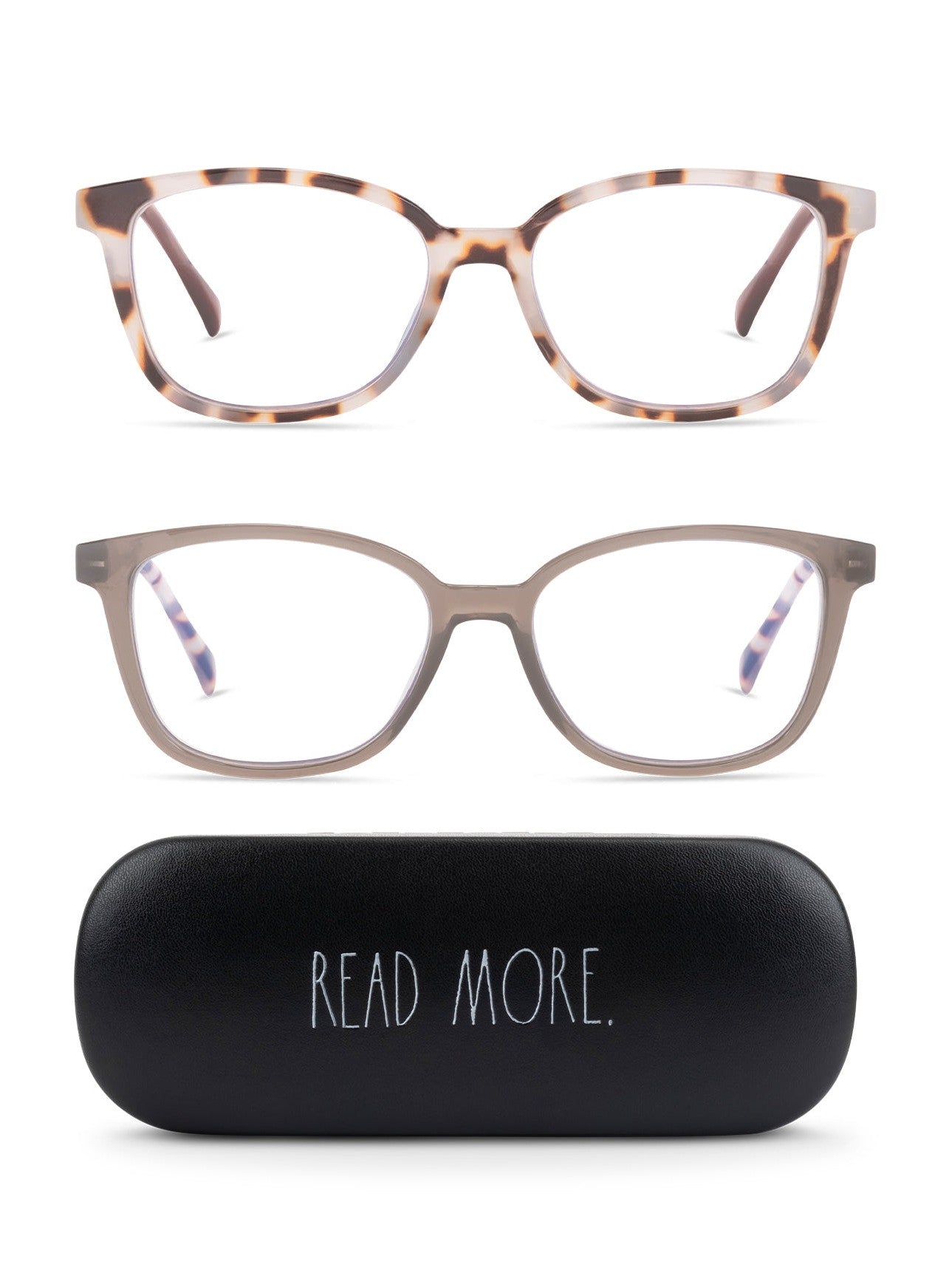 NALA 2-Pack Blue Light Blocking Reading Glasses with "READ MORE" Signature Font Hard Case - Rae Dunn Wear