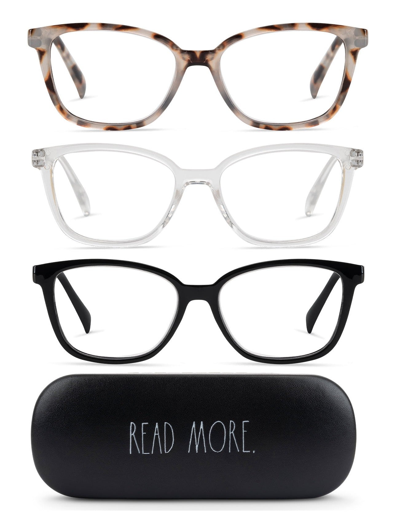 NALA 3-Pack Premium Reading Glasses with "READ MORE" Signature Font Hard casse - Rae Dunn Wear