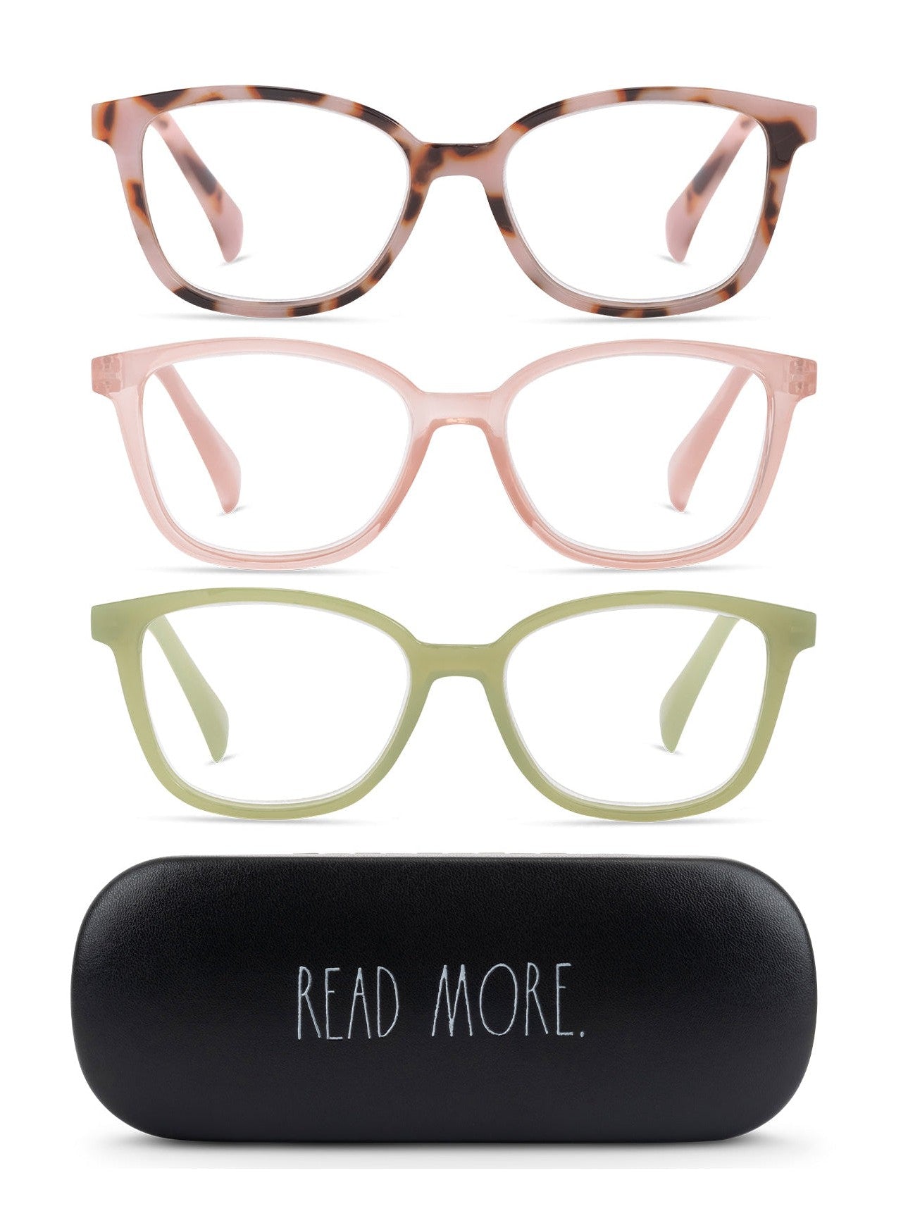 NALA 3-Pack Premium Reading Glasses with "READ MORE" Signature Font Hard Case - Rae Dunn Wear